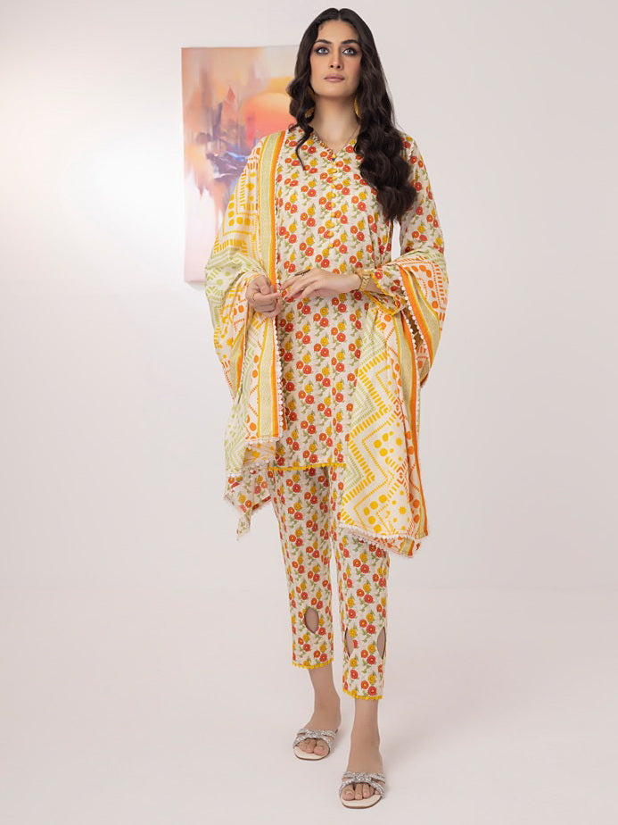 ZS Textiles Intermix Unstitched Summer Printed 3Pc Suit IM-01
