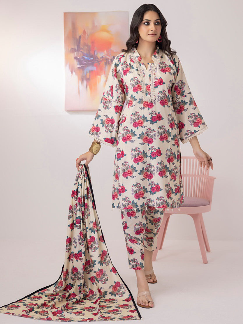 ZS Textiles Intermix Unstitched Summer Printed 3Pc Suit IM-04