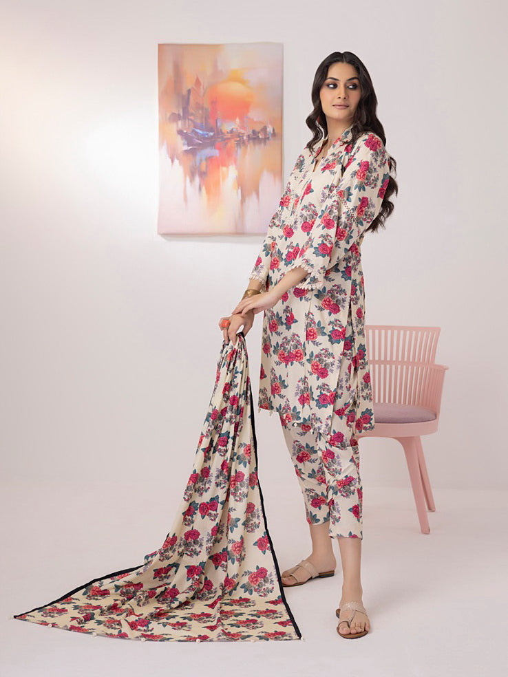 ZS Textiles Intermix Unstitched Summer Printed 3Pc Suit IM-04