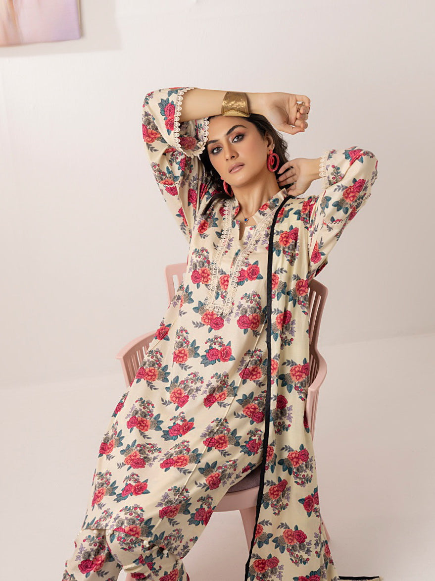 ZS Textiles Intermix Unstitched Summer Printed 3Pc Suit IM-04
