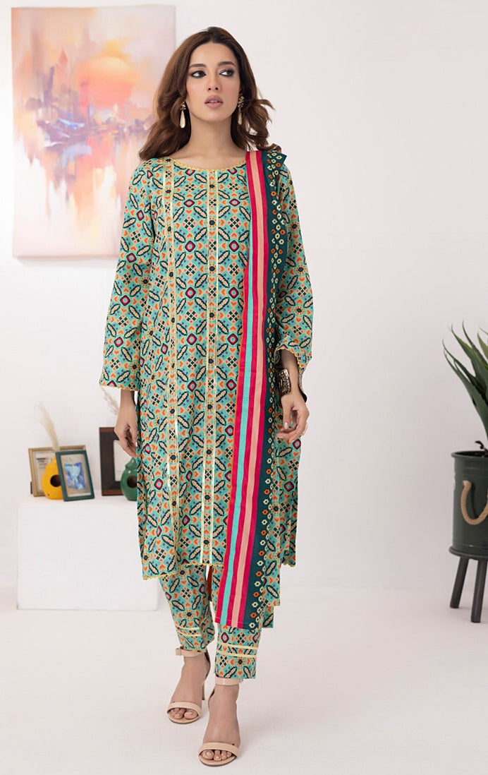 ZS Textiles Intermix Unstitched Summer Printed 3Pc Suit IM-05