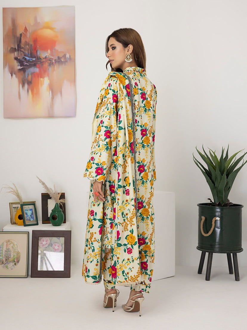 ZS Textiles Intermix Unstitched Summer Printed 3Pc Suit IM-07