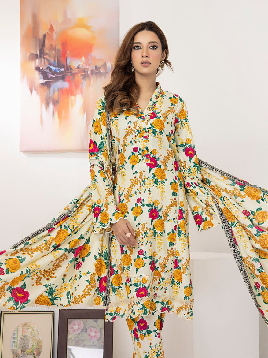 ZS Textiles Intermix Unstitched Summer Printed 3Pc Suit IM-07