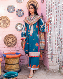 Maria Osama Khan Sakhiyaan Unstitched Winter Khaddar Suit - Neeli