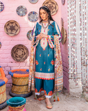 Maria Osama Khan Sakhiyaan Unstitched Winter Khaddar Suit - Neeli