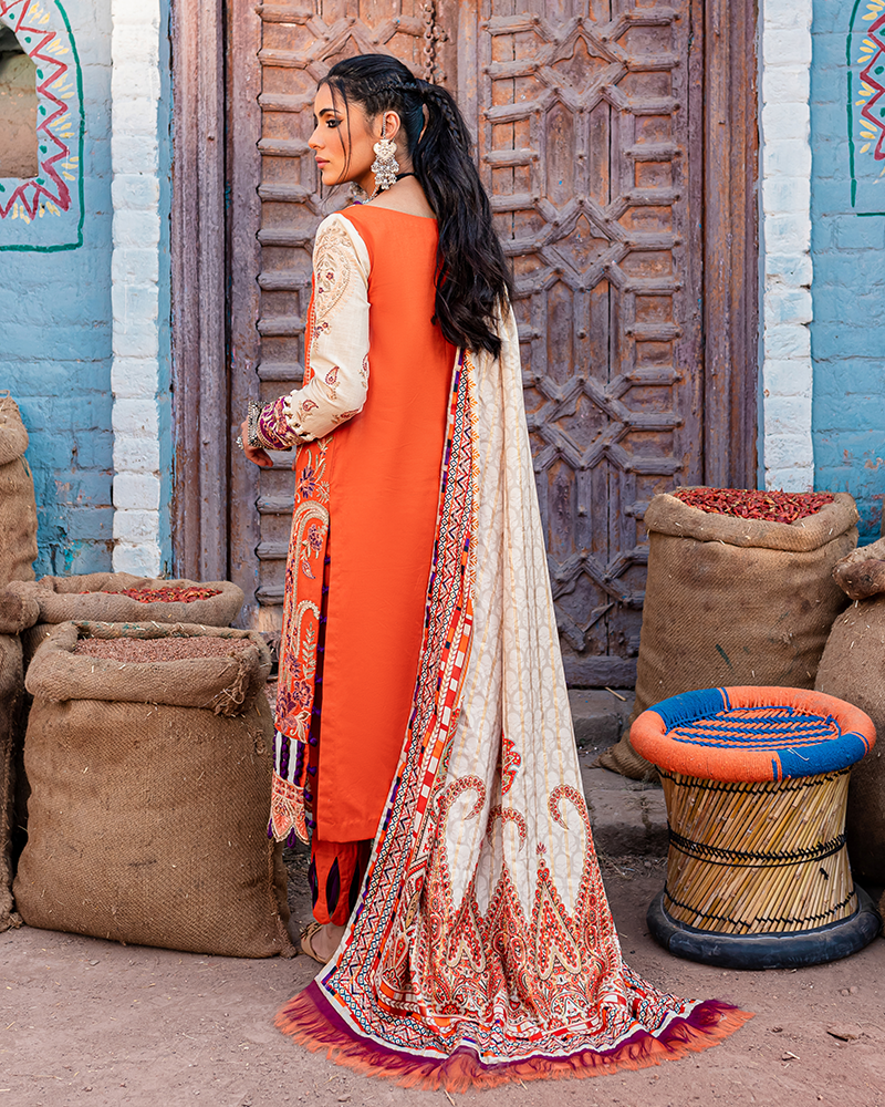 Maria Osama Khan Sakhiyaan Unstitched Winter Khaddar Suit - Narang