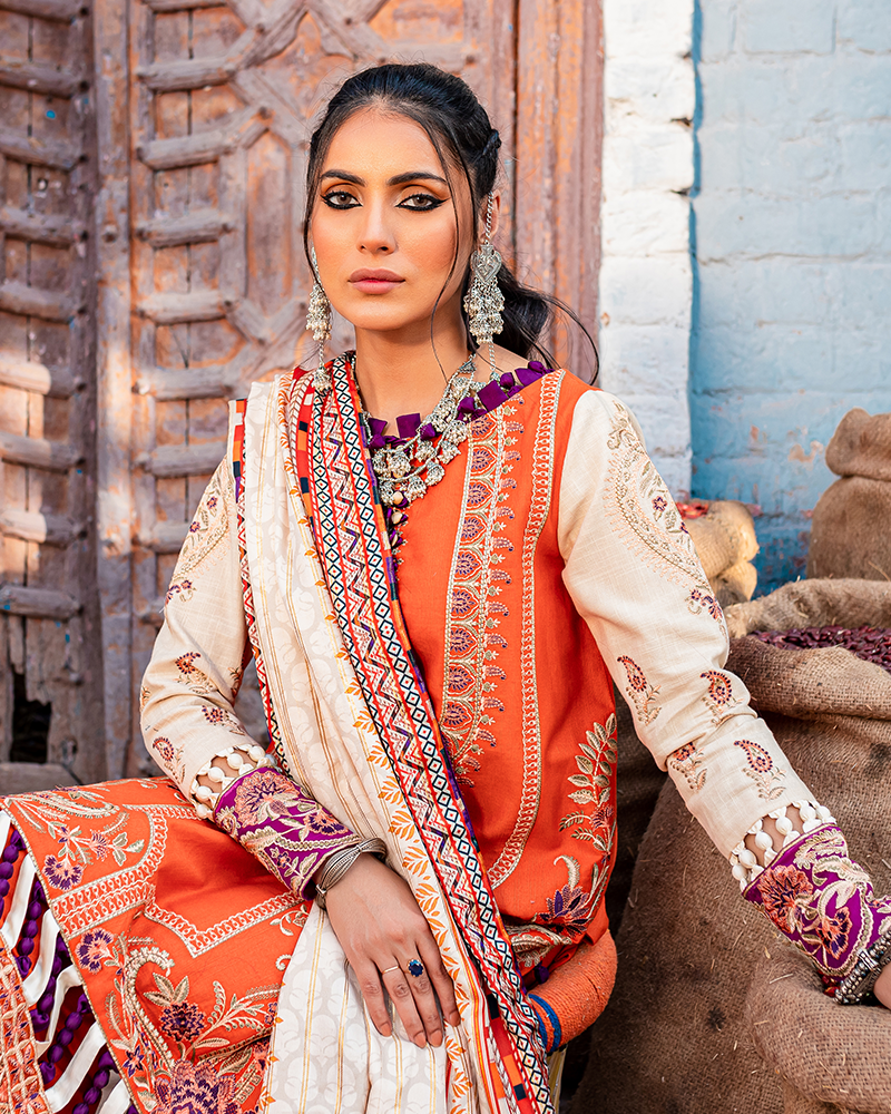 Dastaan By Maria Osama Khan Embroidered Organza Suits Unstitched 3 Piece Raunaq - Luxury Collection