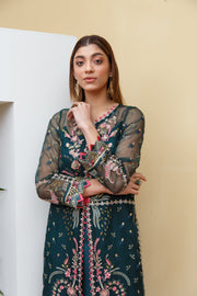 Suveez Myra Premium Embroidered Suit - D-01 Dahlia Dark Green