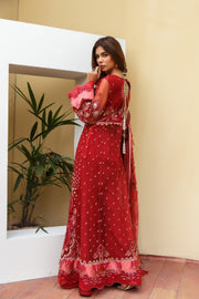 Suveez Myra Premium Embroidered Suit - D-06 Ruby Red