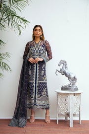 Suveez Myra Premium Embroidered Suit - D-04 Daria Indigo