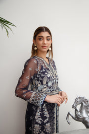 Suveez Myra Premium Embroidered Suit - D-04 Daria Indigo