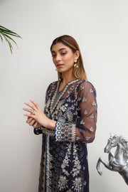 Suveez Myra Premium Embroidered Suit - D-04 Daria Indigo