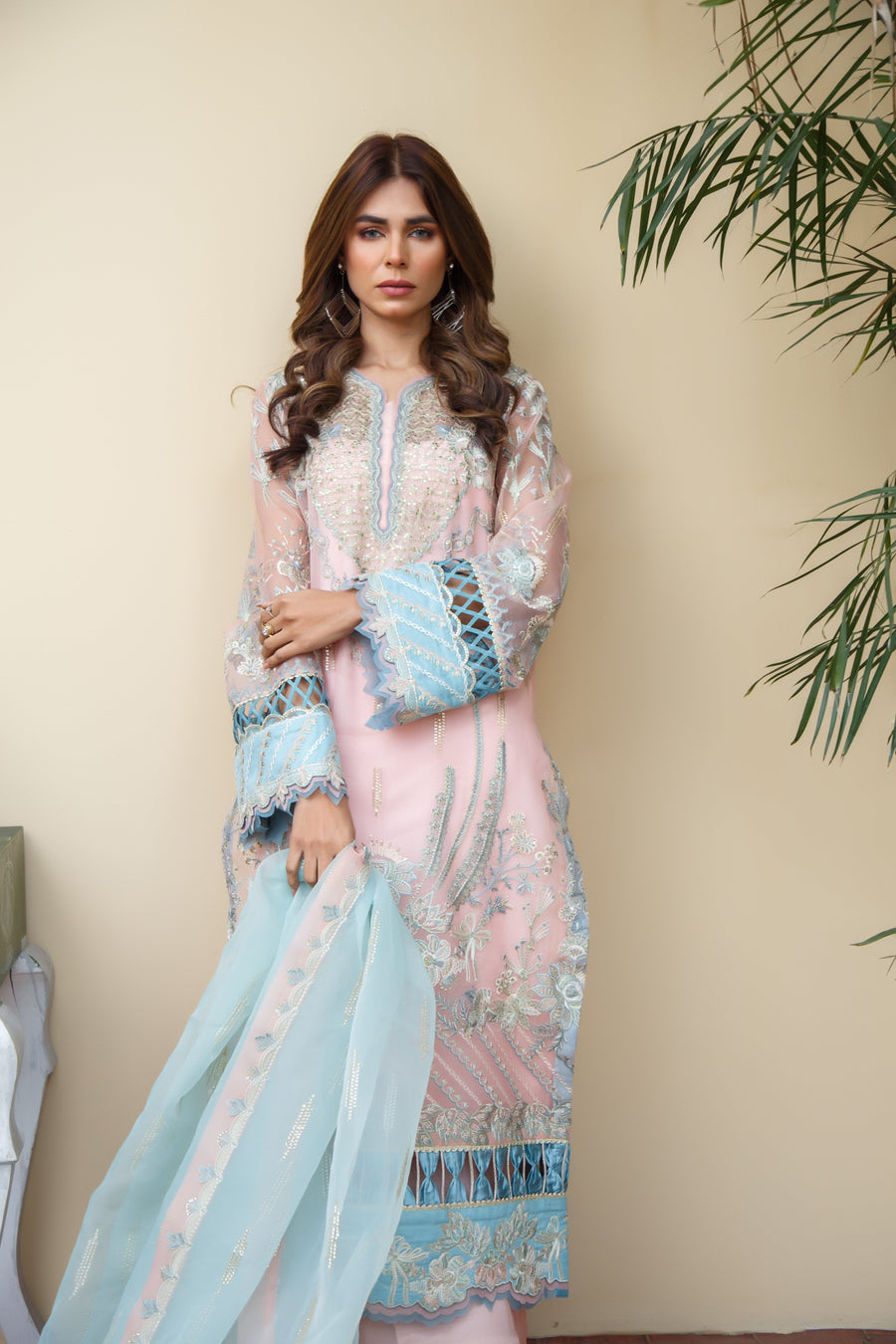 Suveez Myra Premium Embroidered Suit - D-03 Antalya Pink