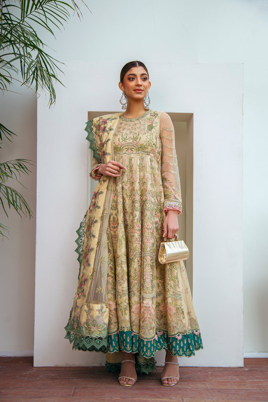 Suveez Myra Premium Embroidered Suit - D-05 Jasmine Light Yellow Frock
