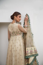Suveez Myra Premium Embroidered Suit - D-05 Jasmine Light Yellow Frock