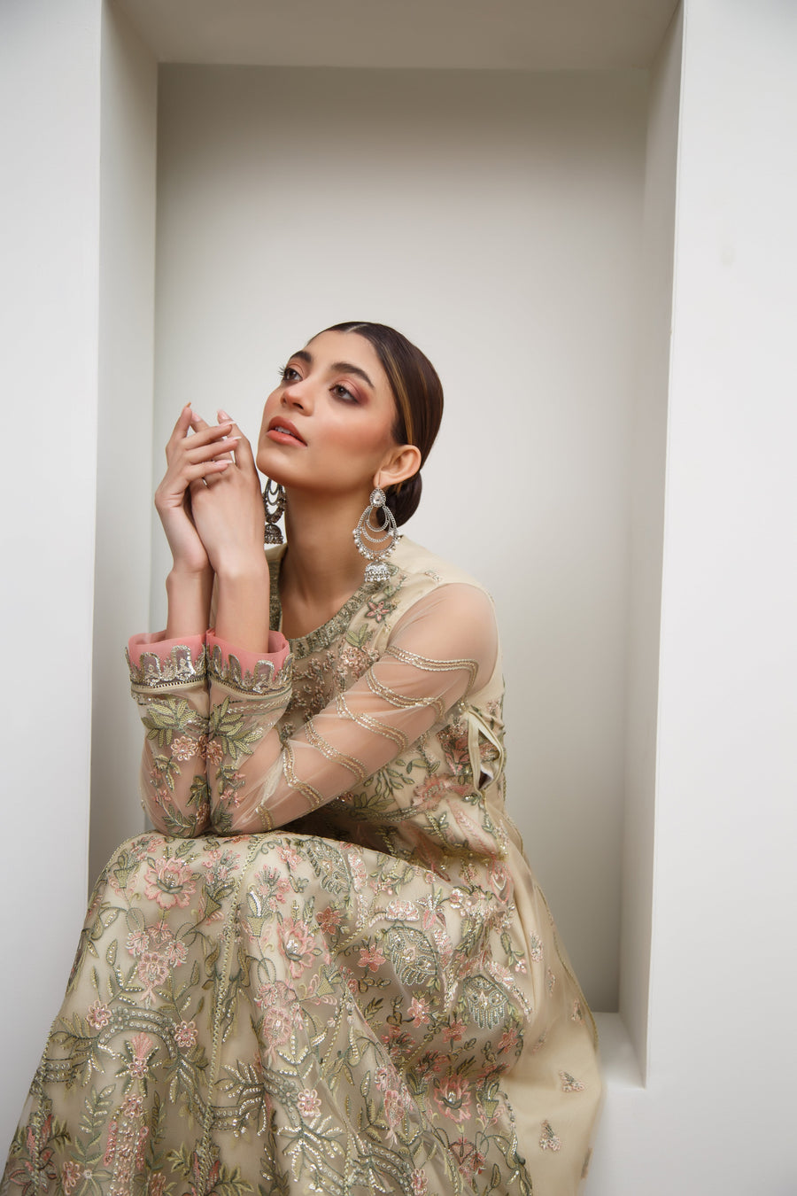 Suveez Myra Premium Embroidered Suit - D-05 Jasmine Light Yellow Frock