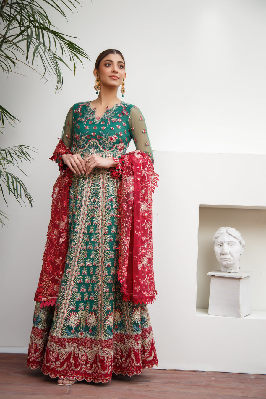 Suveez Myra Premium Embroidered Suit - D-10 Maya Bright Green
