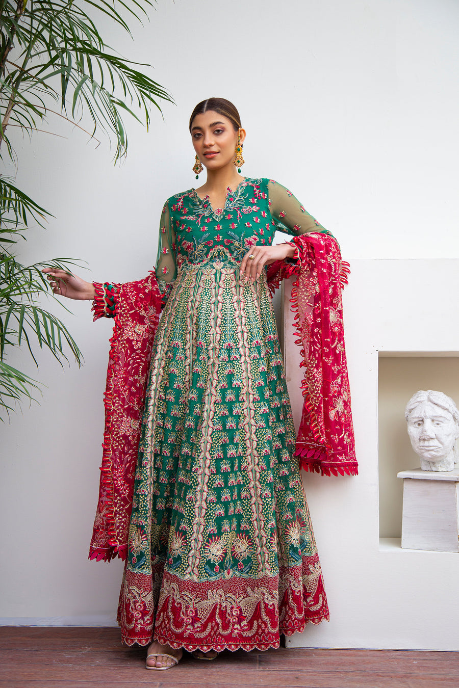 Suveez Myra Premium Embroidered Suit - D-10 Maya Bright Green