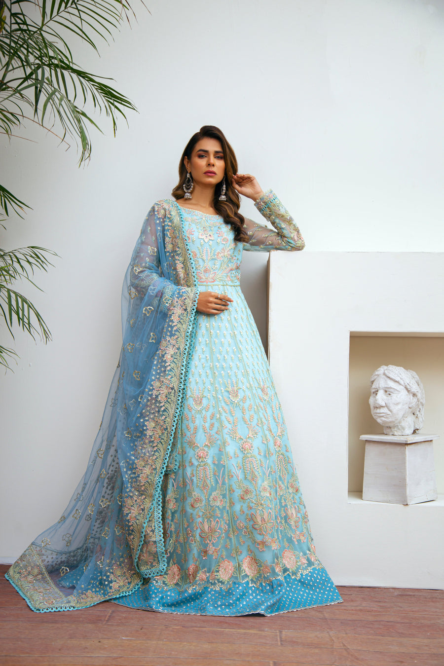 Suveez Myra Premium Embroidered Suit - D-09 Rogue Powder Blue