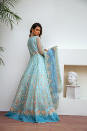 Suveez Myra Premium Embroidered Suit - D-09 Rogue Powder Blue