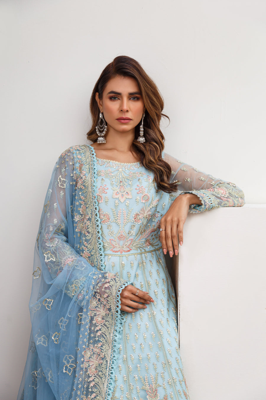 Suveez Myra Premium Embroidered Suit - D-09 Rogue Powder Blue