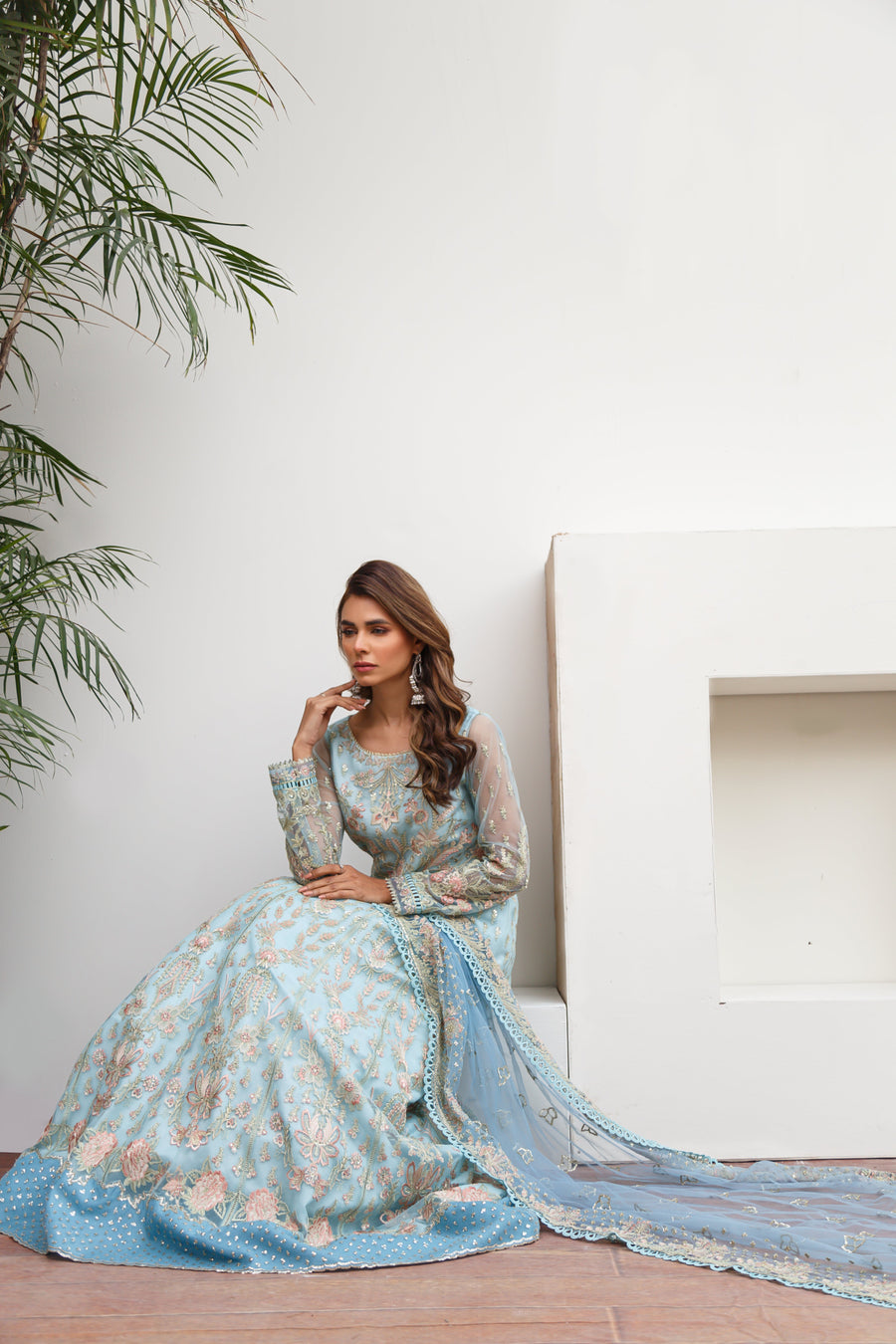 Suveez Myra Premium Embroidered Suit - D-09 Rogue Powder Blue