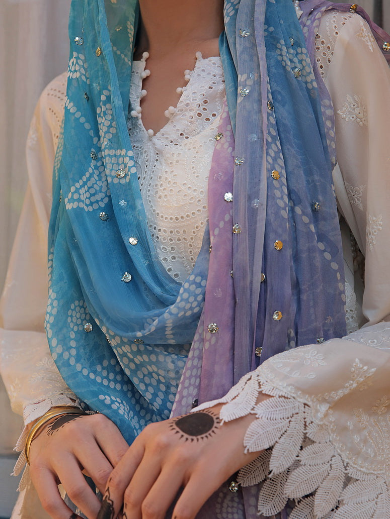 NUREH Bazaar Embroidered Chikankari Lawn Unstitched 3Piece Suit NDS-81