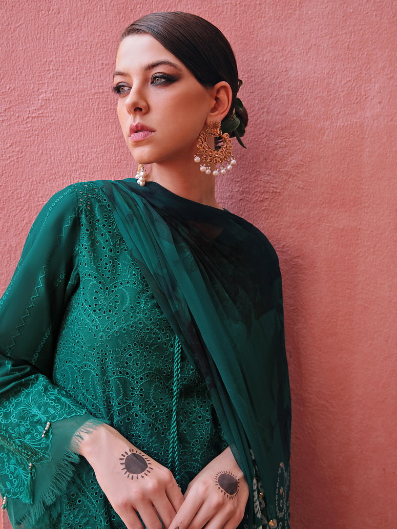NUREH Bazaar Embroidered Chikankari Lawn Unstitched 3Piece Suit NDS-82