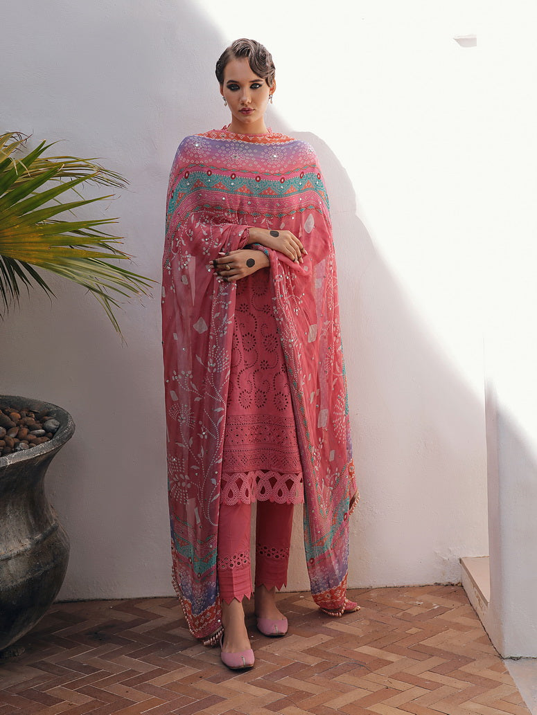 NUREH Bazaar Embroidered Chikankari Lawn Unstitched 3Piece Suit NDS-83