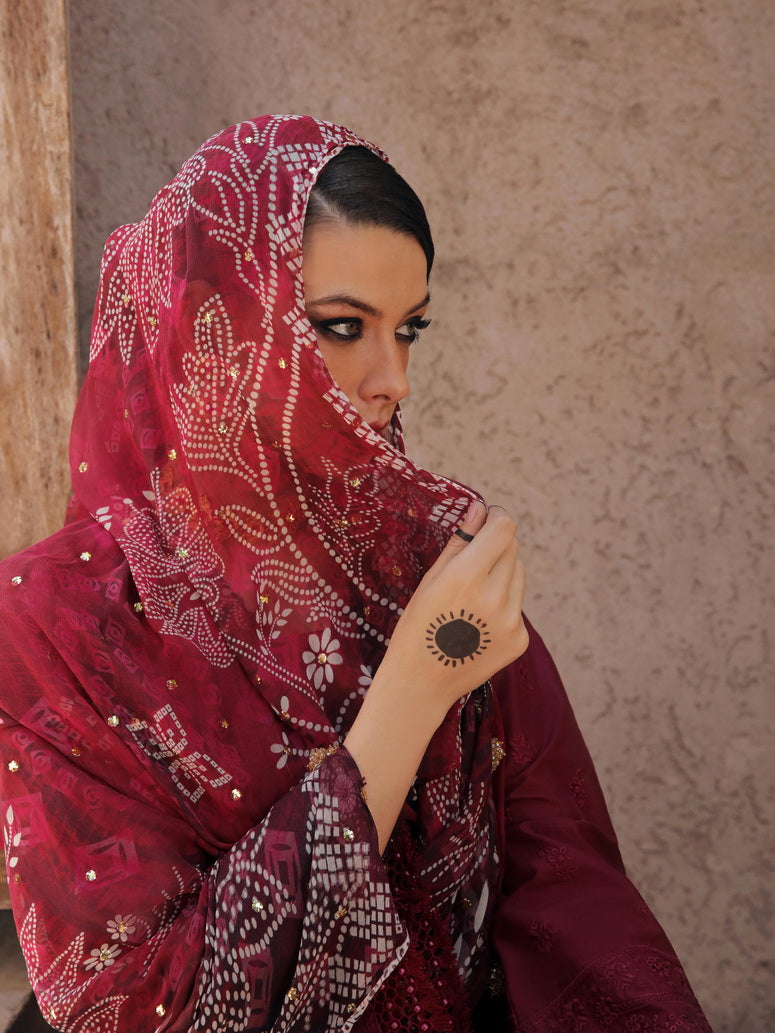 NUREH Bazaar Embroidered Chikankari Lawn Unstitched 3Piece Suit NDS-80