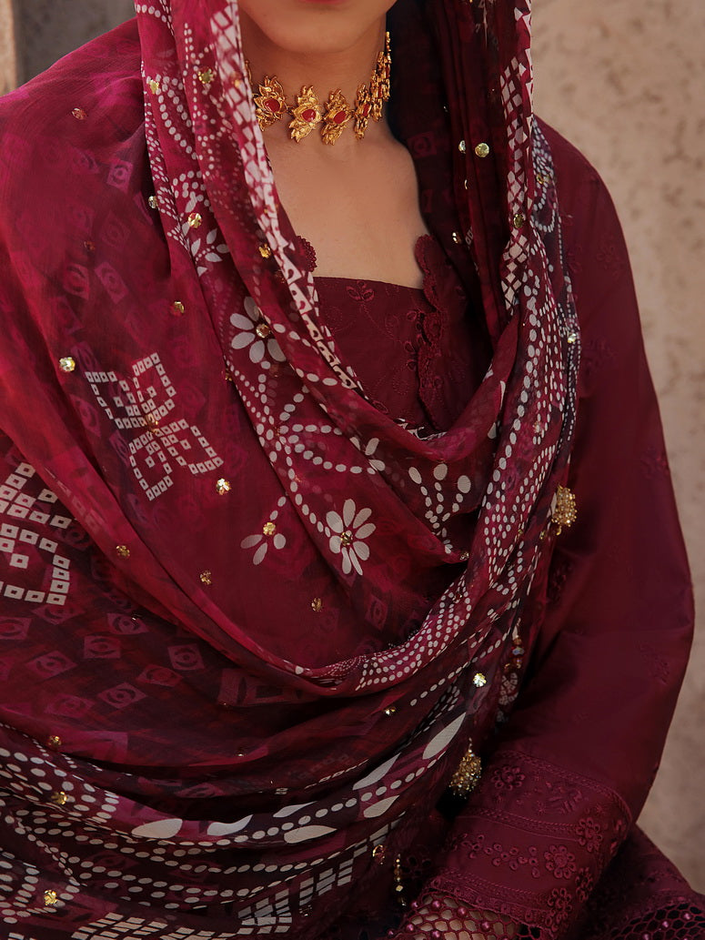 NUREH Bazaar Embroidered Chikankari Lawn Unstitched 3Piece Suit NDS-80