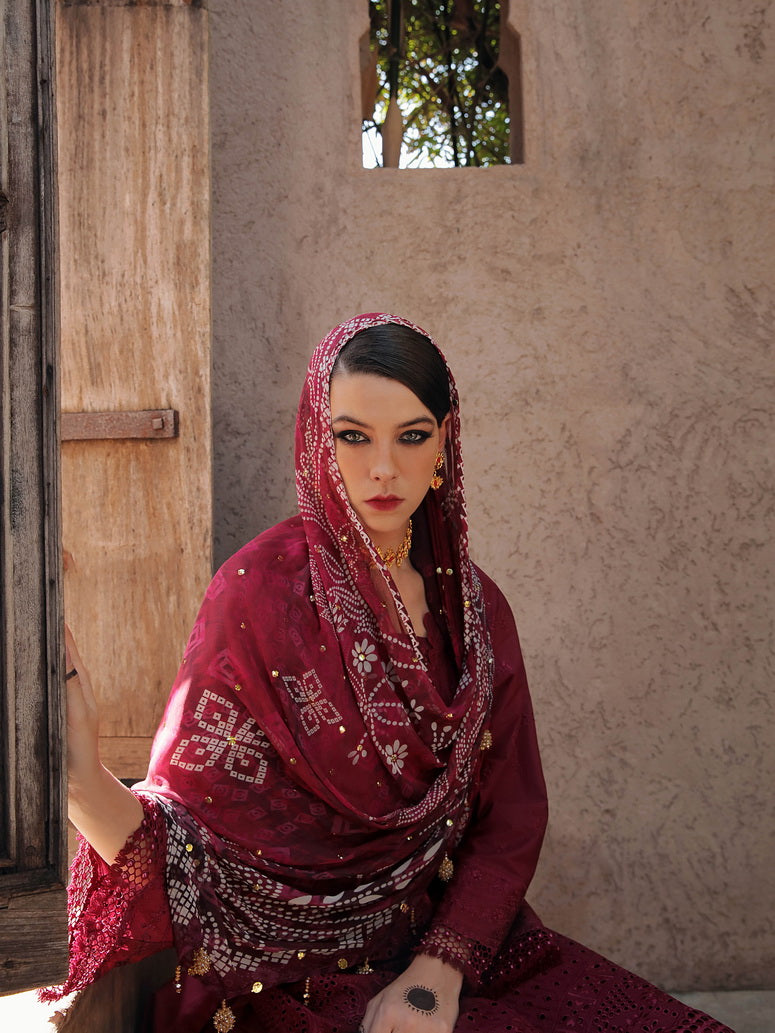 NUREH Bazaar Embroidered Chikankari Lawn Unstitched 3Piece Suit NDS-80