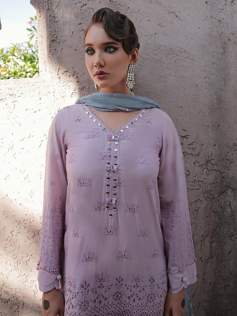 NUREH Bazaar Embroidered Chikankari Lawn Unstitched 3Piece Suit NDS-84