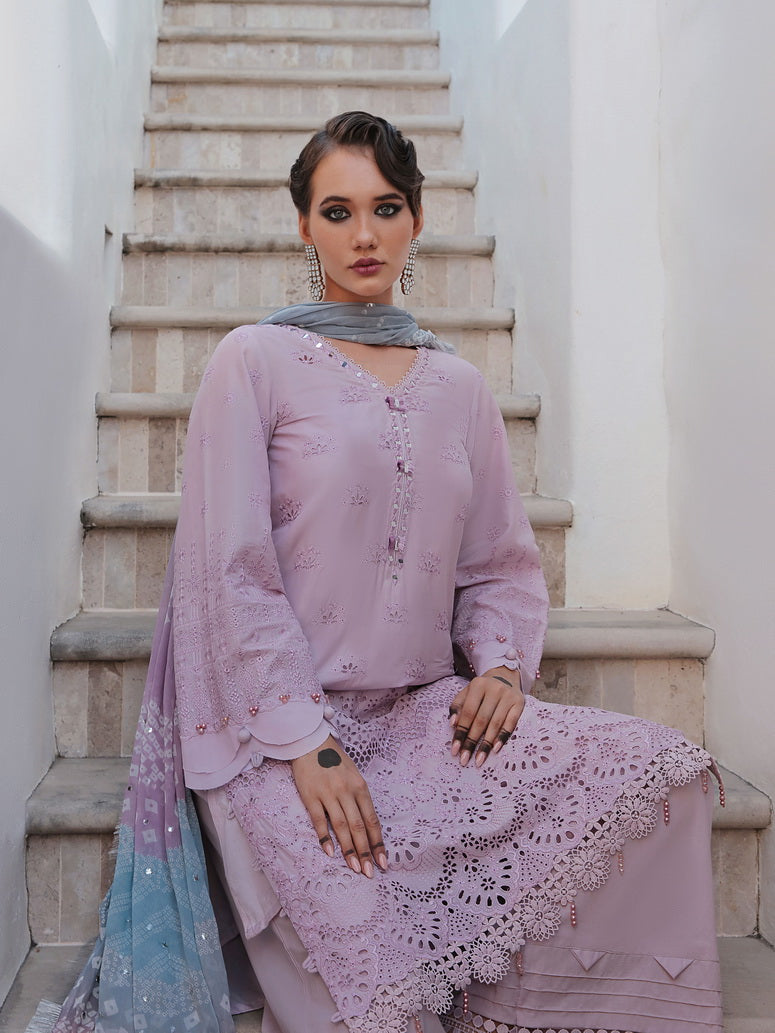 NUREH Bazaar Embroidered Chikankari Lawn Unstitched 3Piece Suit NDS-84