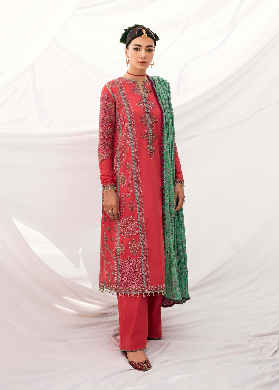 Hussain Rehar Mausam Eid Lawn Unstitched Embroidered 3Pc Suit - JAZAR