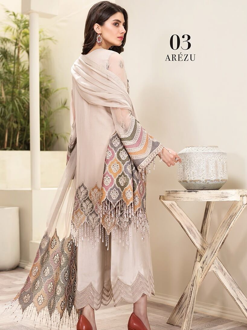 Jazmin Amerrati Luxury Chiffon 2020 Embroidered 3Pc Suit D-03 Arezu - FaisalFabrics.pk