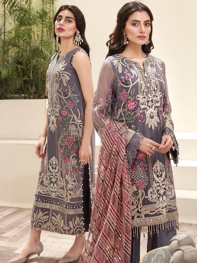 Jazmin Amerrati Luxury Chiffon 2020 Embroidered 3Pc Suit D-06 Darejan - FaisalFabrics.pk
