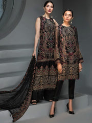 Jazmin Embroidered Chiffon 3Pc Suit D-07 Reine De Nuit Luxury Collection - FaisalFabrics.pk
