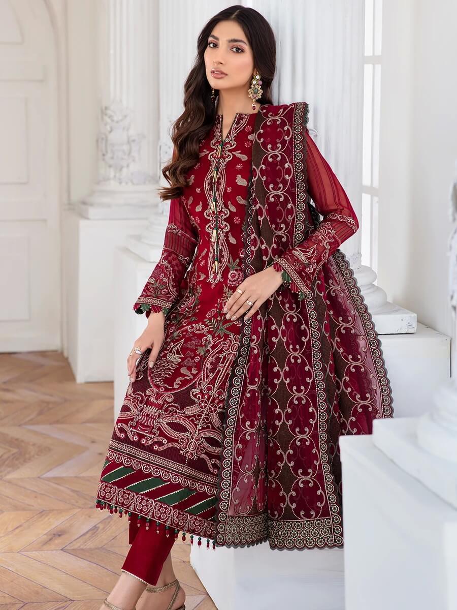 Jazmin Mahpare Embroidered Luxury Chiffon 3 Piece Suit 06-Arash - FaisalFabrics.pk