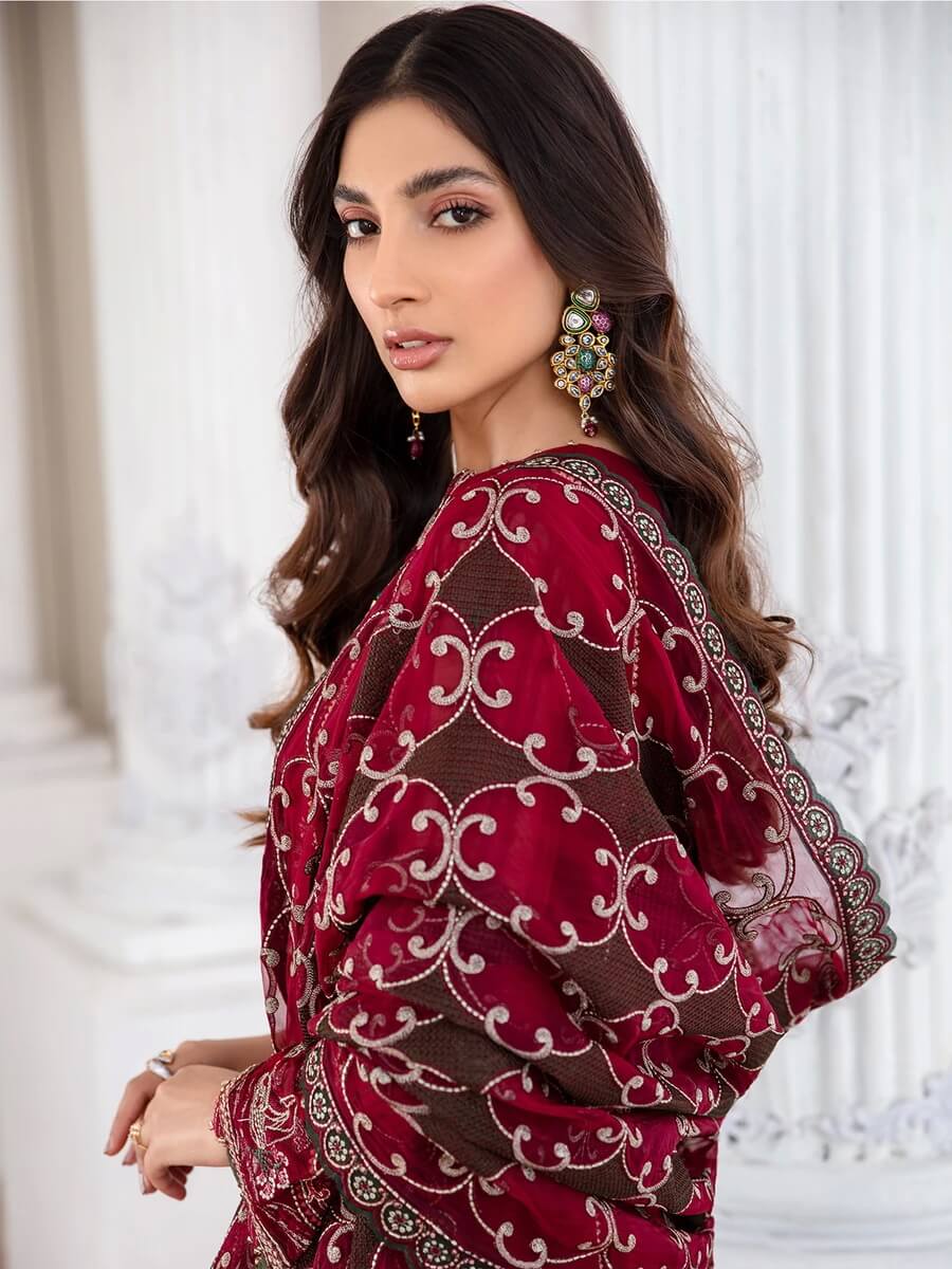 Jazmin Mahpare Embroidered Luxury Chiffon 3 Piece Suit 06-Arash - FaisalFabrics.pk