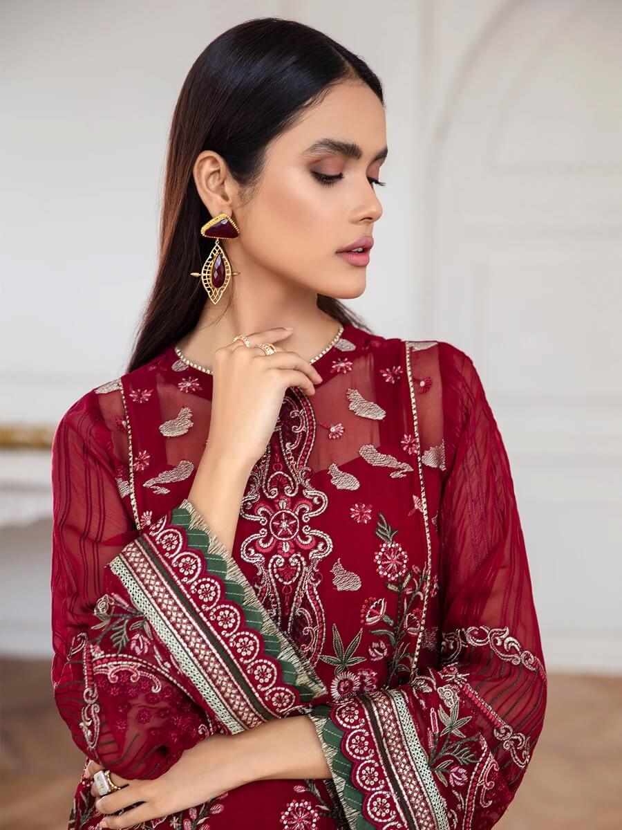 Jazmin Mahpare Embroidered Luxury Chiffon 3 Piece Suit 06-Arash - FaisalFabrics.pk