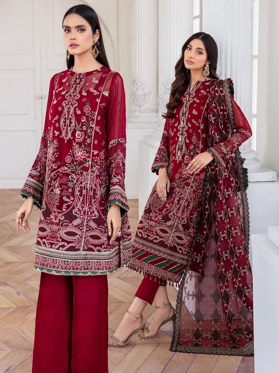 Jazmin Mahpare Embroidered Luxury Chiffon 3 Piece Suit 06-Arash - FaisalFabrics.pk