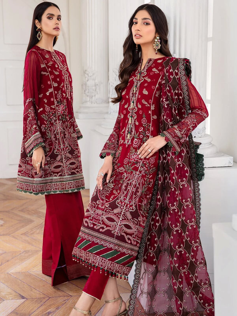 Jazmin Mahpare Embroidered Luxury Chiffon 3 Piece Suit 06-Arash - FaisalFabrics.pk