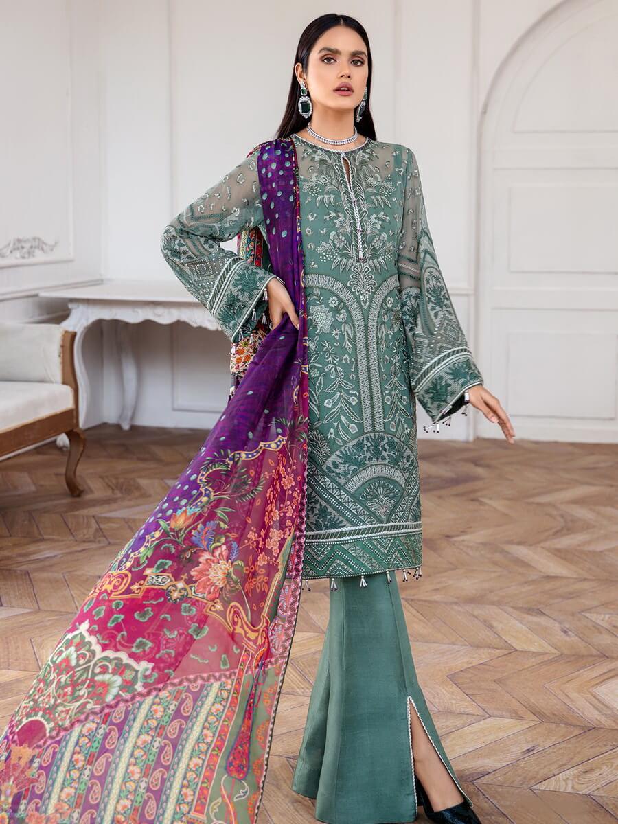 Jazmin Mahpare Embroidered Luxury Chiffon 3 Piece Suit 09-Vasl - FaisalFabrics.pk