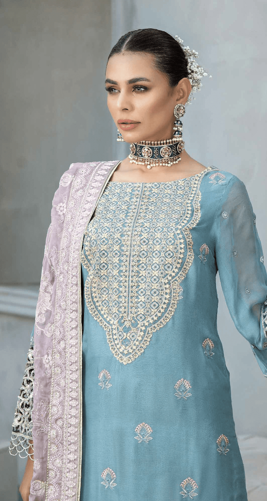KUNDANKARI Qubool Hai Unstitched Formal Suit K-03 Contemporary Teal