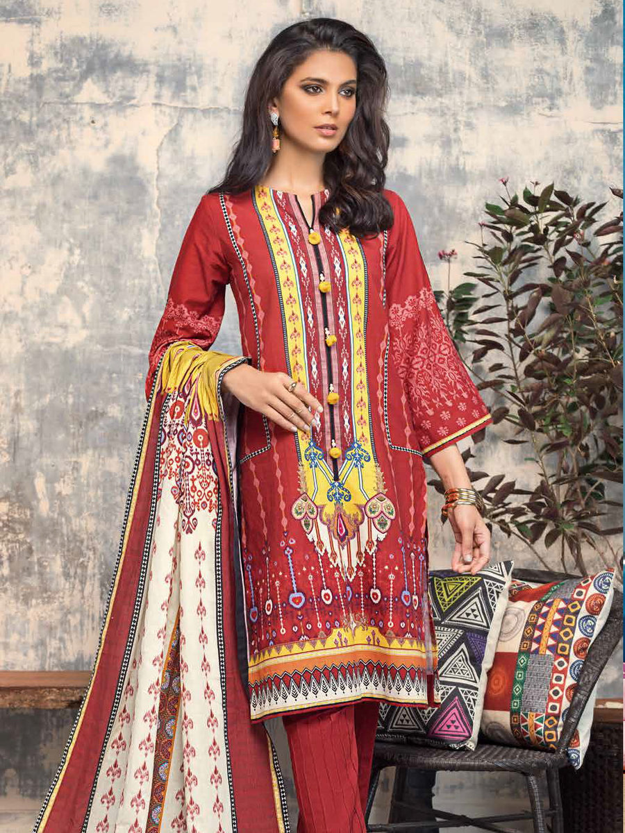 GulAhmed 3Pc Unstitched Digital Printed Khaddar Suit K-104B - FaisalFabrics.pk
