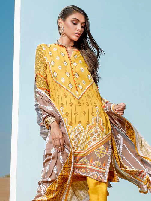 GulAhmed 3Pc Unstitched Digital Printed Khaddar Suit K-117 - FaisalFabrics.pk
