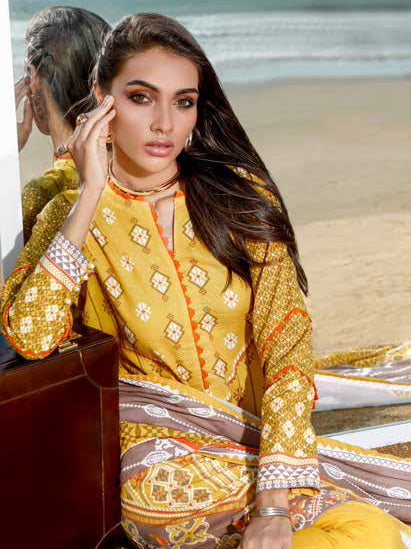 GulAhmed 3Pc Unstitched Digital Printed Khaddar Suit K-117 - FaisalFabrics.pk