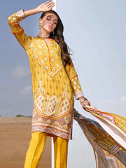 GulAhmed 3Pc Unstitched Digital Printed Khaddar Suit K-117 - FaisalFabrics.pk