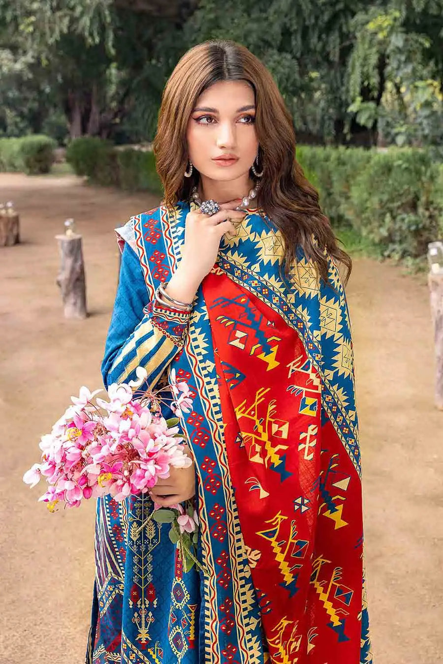 Gul Ahmed Winter Khaddar Unstitched Printed 3Pc Suit K-22039 B